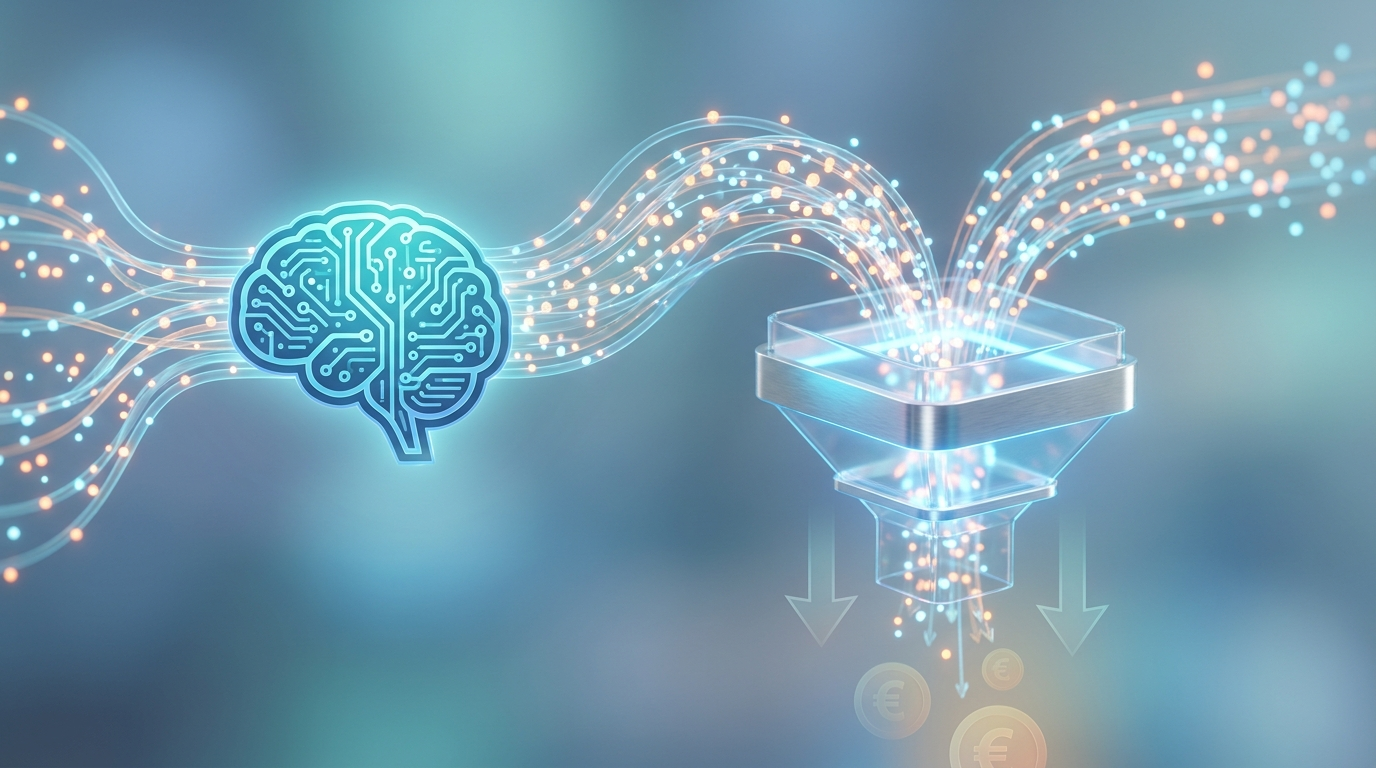 AI-tokenkosten verlagen: gestileerde AI-chip die tokens filtert en optimaliseert