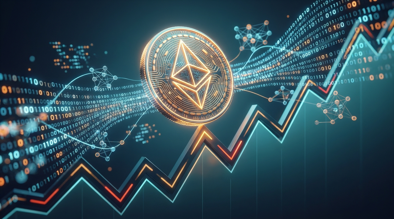 Digitale token op een stijgende kostengrafiek als symbool voor stijgende AI-tokenkosten