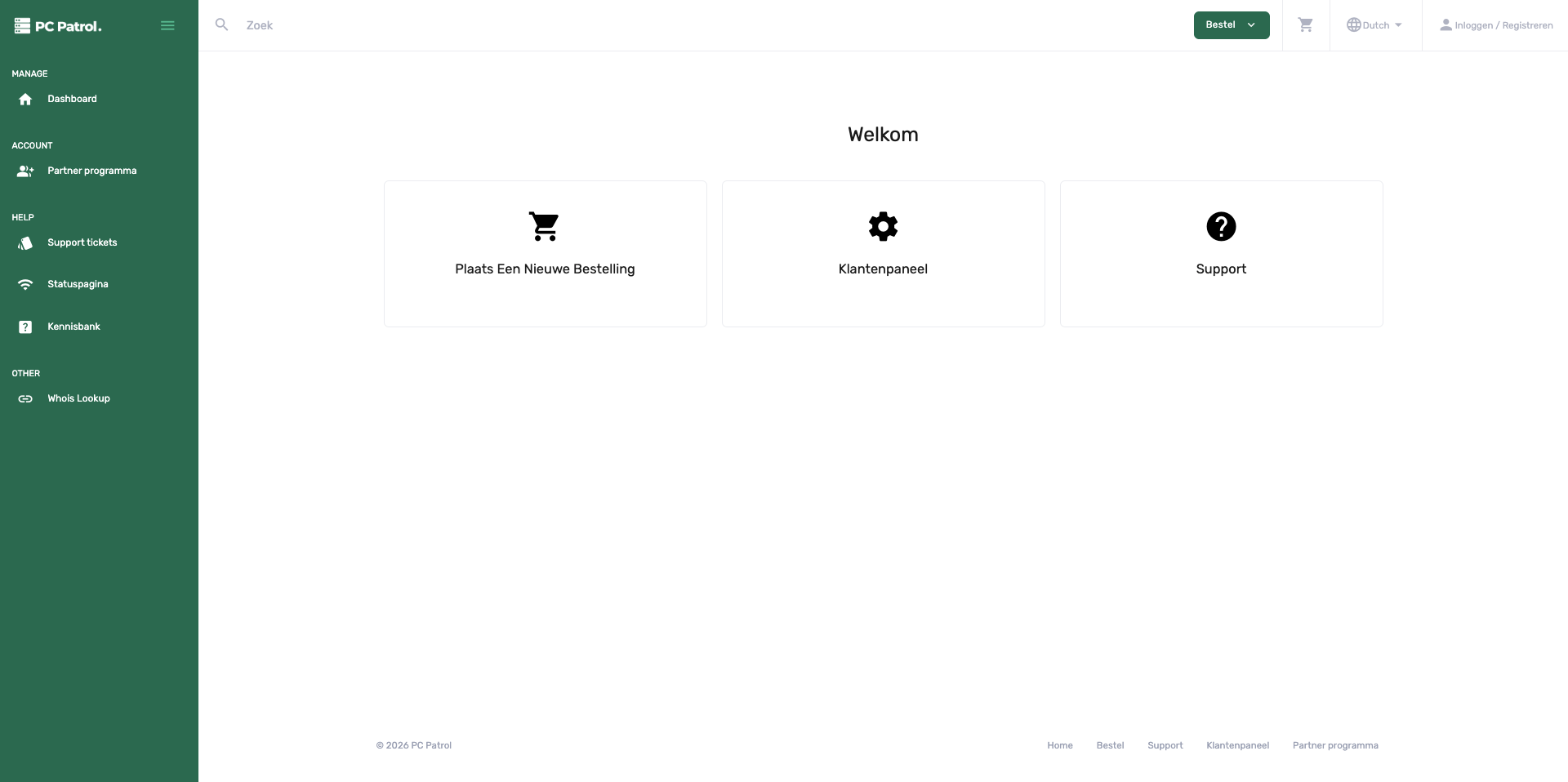 PC Patrol klantenpaneel